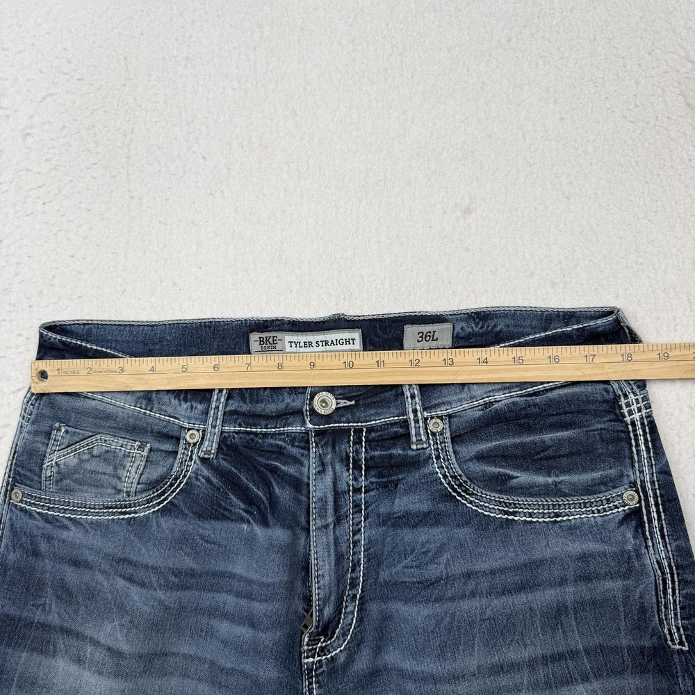 BKE Tyler Straight Jeans Mens 36x33 Blue Medium Wash Straight Leg Denim Pants - Picture 4 of 9